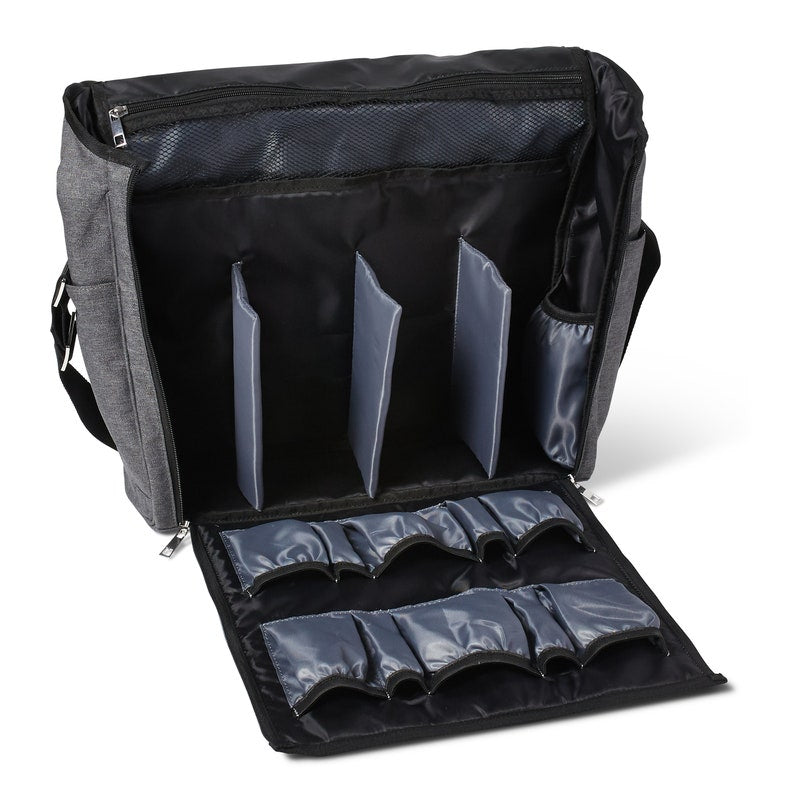 VADCAD Travel Bar Gray & Black, Water Resistant, Bartending Supplies, Pockets for a Cocktail Kit (Bag Only), 16H X 13W X 5D
