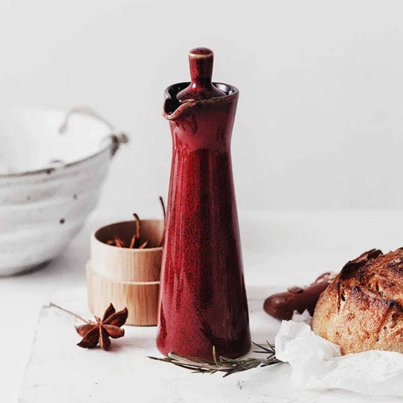 Olive Oil Dispenser, Olive Oil Bottle, Olive Oil Cruet, Vinegar Dispenser, Vinegar Bottle, Olive Oil, Rustic Dinnerware, Seasoning Jars